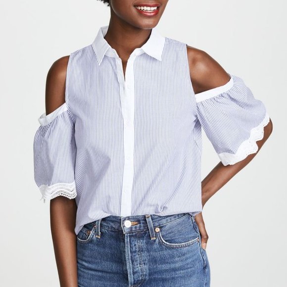 BB Dakota Jager Striped Cold-Shoulder Blouse - Picture 4 of 9